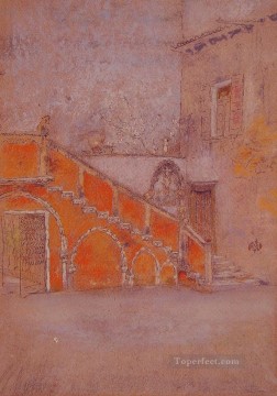  roja Obras - La nota de la escalera en rojo James Abbott McNeill Whistler